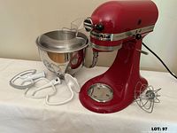 Mixer base, bowl, attachments laid out