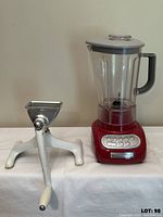 Blender and meat grinder side by side