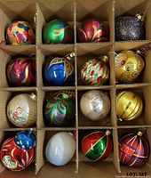 Box with 16 glass ball ornaments