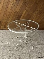 full view of table angled, shows overall style and materials