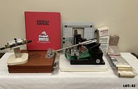 Entire lot with two presses, manual, grid plate, font dies, foil rolls, Charrette boxes