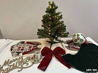 All seven holiday decor items grouped together