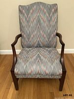 Front view of upholstered armchair