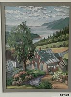 Close view of cottage landscape print