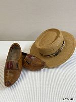 Hat and wooden clogs group overview