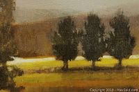 Close-up showing trees and muted color palette of landscape canvas print