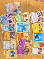 Overhead view of all cards spread on table