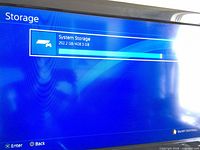 PS4 storage menu visible on screen, 292.2 GB used of 408.5 GB
