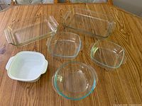 All six baking dishes on tabletop