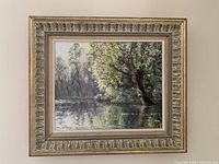 Front view of framed oil painting showing entire artwork and frame