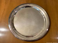 Top view of round silver plated tray
