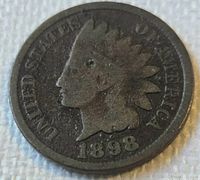 Obverse of 1898 Indian Head cent showing date and portrait