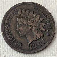Obverse of 1901 Indian Head Cent showing Liberty portrait and date