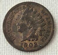 Obverse of 1902 Indian Head cent showing date and legends