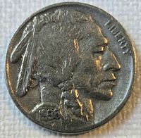 Obverse of 1936 Buffalo Nickel showing Indian Head and date