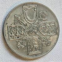 Reverse showing shields, crests and floral emblems