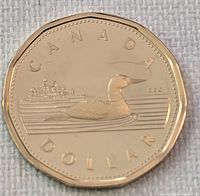 Reverse showing common loon, CANADA and DOLLAR legends