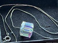 Necklace chain, cube crystal pendant, lobster clasp