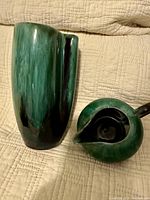 Vase and creamer showing glaze colors and forms