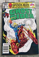 Front cover Ghost Rider #63 showing character on motorcycle with skull backdrop