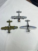 Top view of all three die-cast airplanes