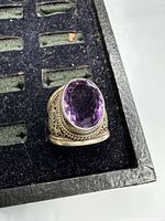 front view showing amethyst and setting