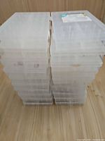 Stack of translucent craft boxes left side view