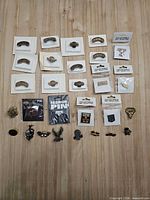 Full lot overview showing quantity and variety of pins