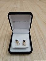 Earrings inside open Swarovski Elements box, overall view