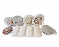 Front view showing all eight dinnerware pieces