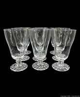 Nine Fostoria Colonial Dame iced tea glasses front view