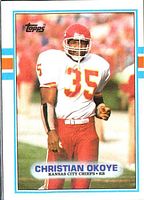 Front image of Christian Okoye 1989 Topps card