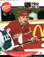 Sergei Fedorov Detroit Red Wings 1990-91 Pro Set rookie card front