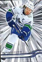 Front of Quinn Hughes Outburst #177 Upper Deck card