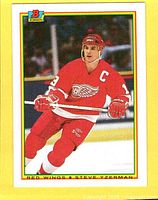 Front of 1990 Bowman Steve Yzerman #233 hockey card