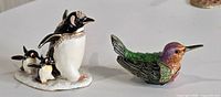 Penguin with two chicks enamel rhinestone trinket box