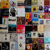 Collage of front covers showing variety of LPs