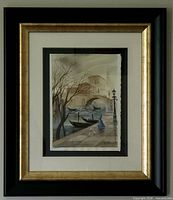 Framed watercolour painting showing subject and framing