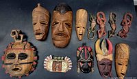 Full lot overview of all 12 carved pieces