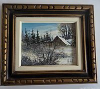 Front view of framed painting showing full artwork and signature