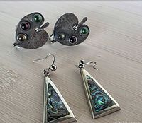 Both earring pairs front view on tabletop