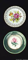 Front view of both plates showing decoration and colors