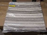 Packaged Surya pillow cover on box, full view