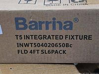 Close-up of Barrina T5 Integrated Fixture box label with model code