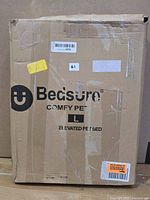 Original cardboard box labeled Bedsure Comfy Pet Elevated Pet Bed size L