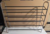 full front view of assembled six-tier metal shoe rack