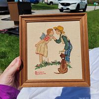 Beguiling Buttercup needlepoint in wood frame