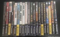 Spines of 19 Nintendo GameCube game cases