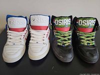 Front view both pairs showing design, laces, tongues