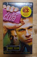 Front view of sealed Fight Club EZ Lease VHS showing artwork, stickers and shrink wrap